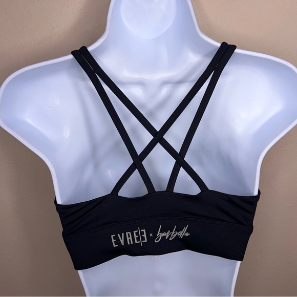 Small Evree Black Teal Blue Sports Bra Strappy Barbella Removable Cups Athletic - Picture 6 of 8